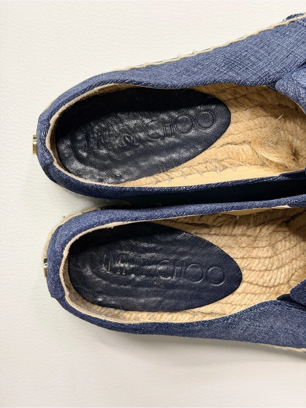 Jimmy Choo Navy Blue Slip-On Espadrilles